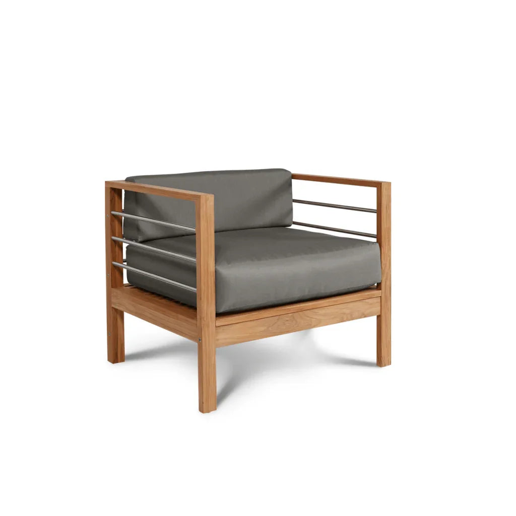 HiTeak SoHo Teak Patio Deep Sofa Set with Sunbrella 4PC