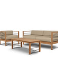 HiTeak SoHo Teak Patio Deep Sofa Set with Sunbrella 4PC