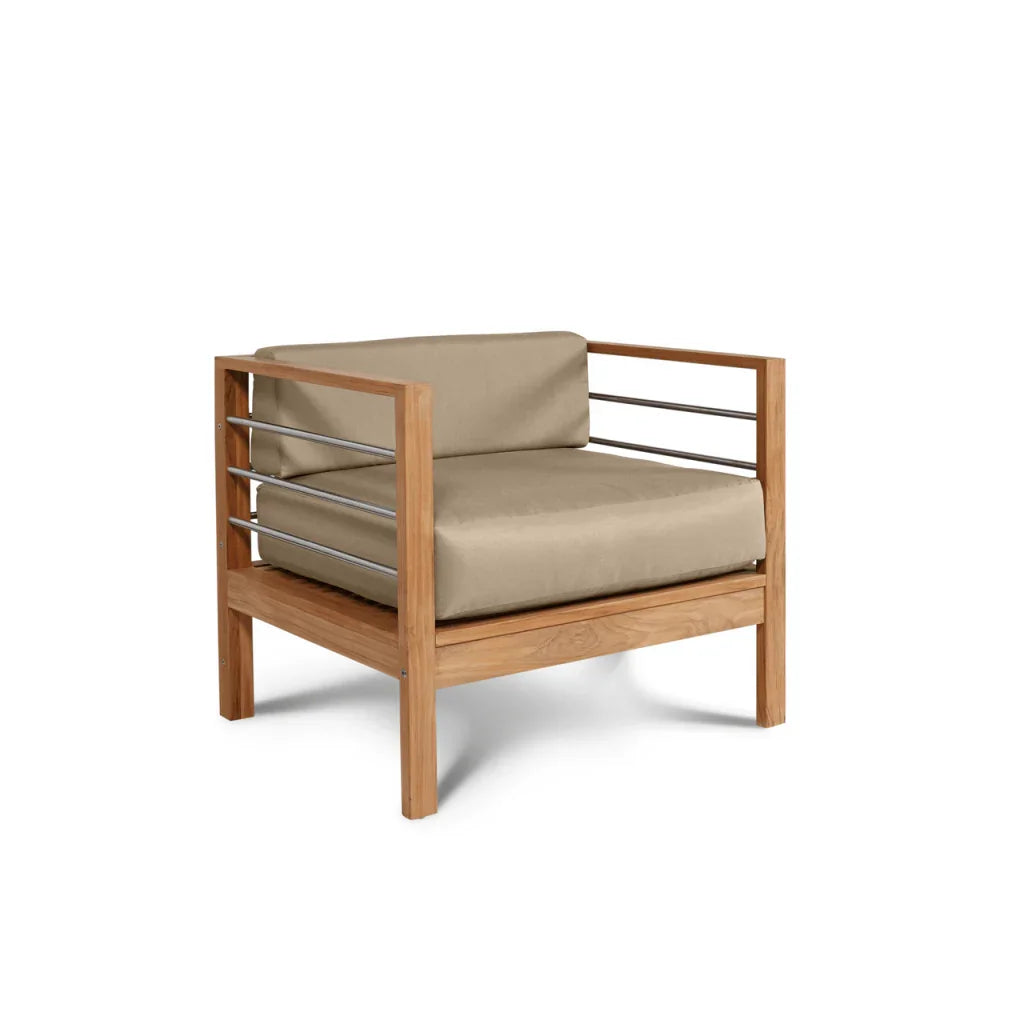 HiTeak SoHo Teak Patio Deep Sofa Set with Sunbrella 4PC