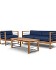 HiTeak SoHo Teak Patio Deep Sofa Set with Sunbrella 4PC