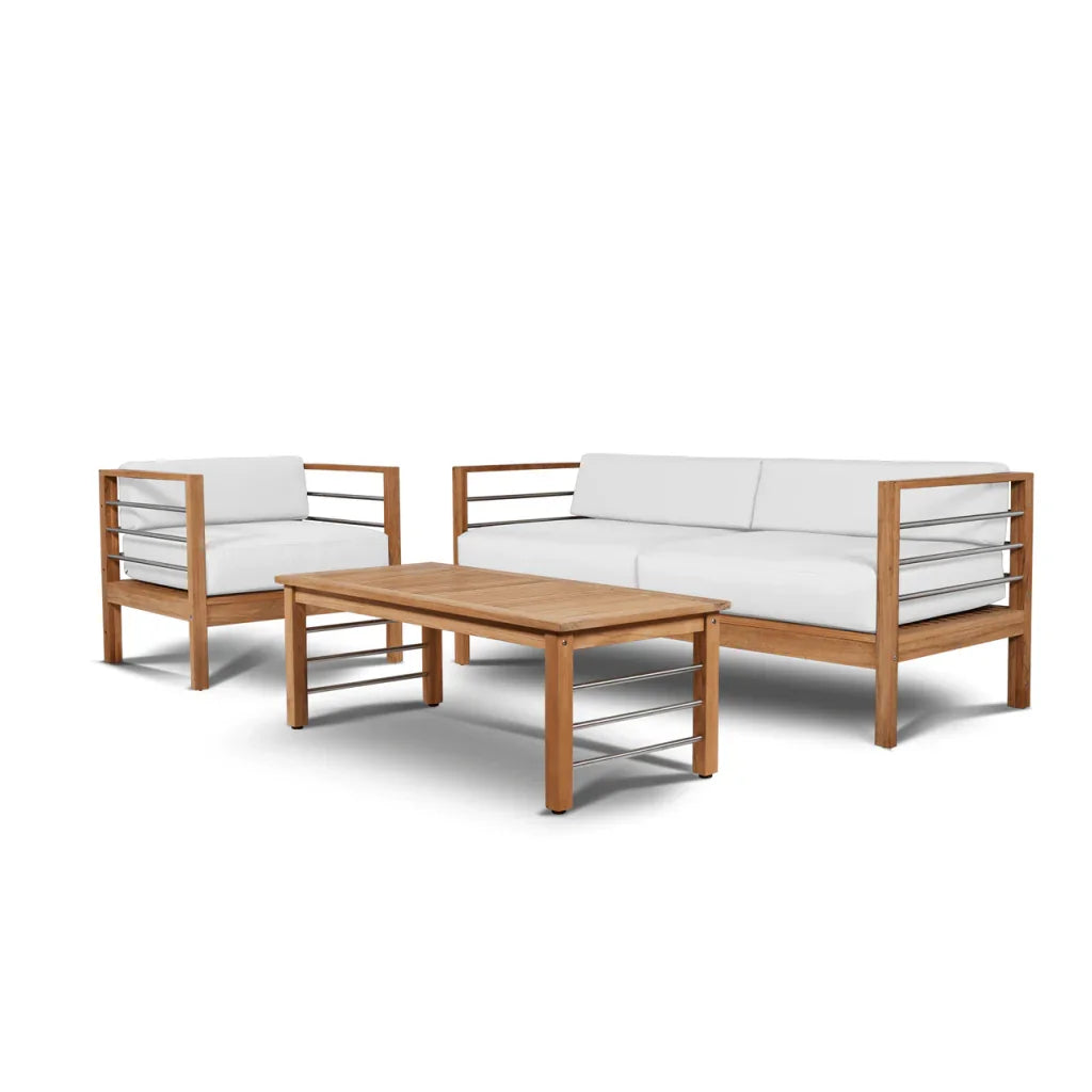 HiTeak SoHo Teak Patio Deep Sofa Set with Sunbrella 4PC