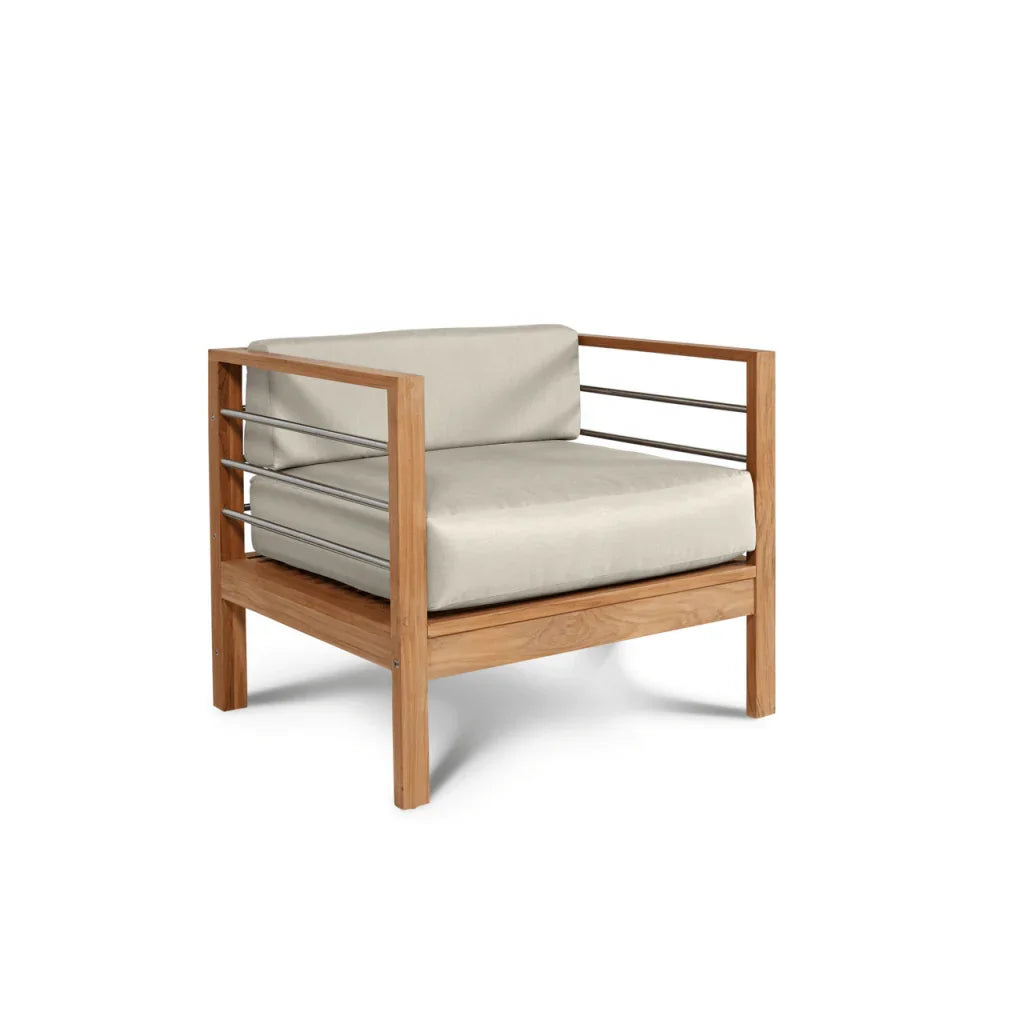 HiTeak SoHo Teak Patio Deep Sofa Set with Sunbrella 4PC