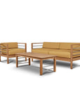 HiTeak SoHo Teak Patio Deep Sofa Set with Sunbrella 4PC