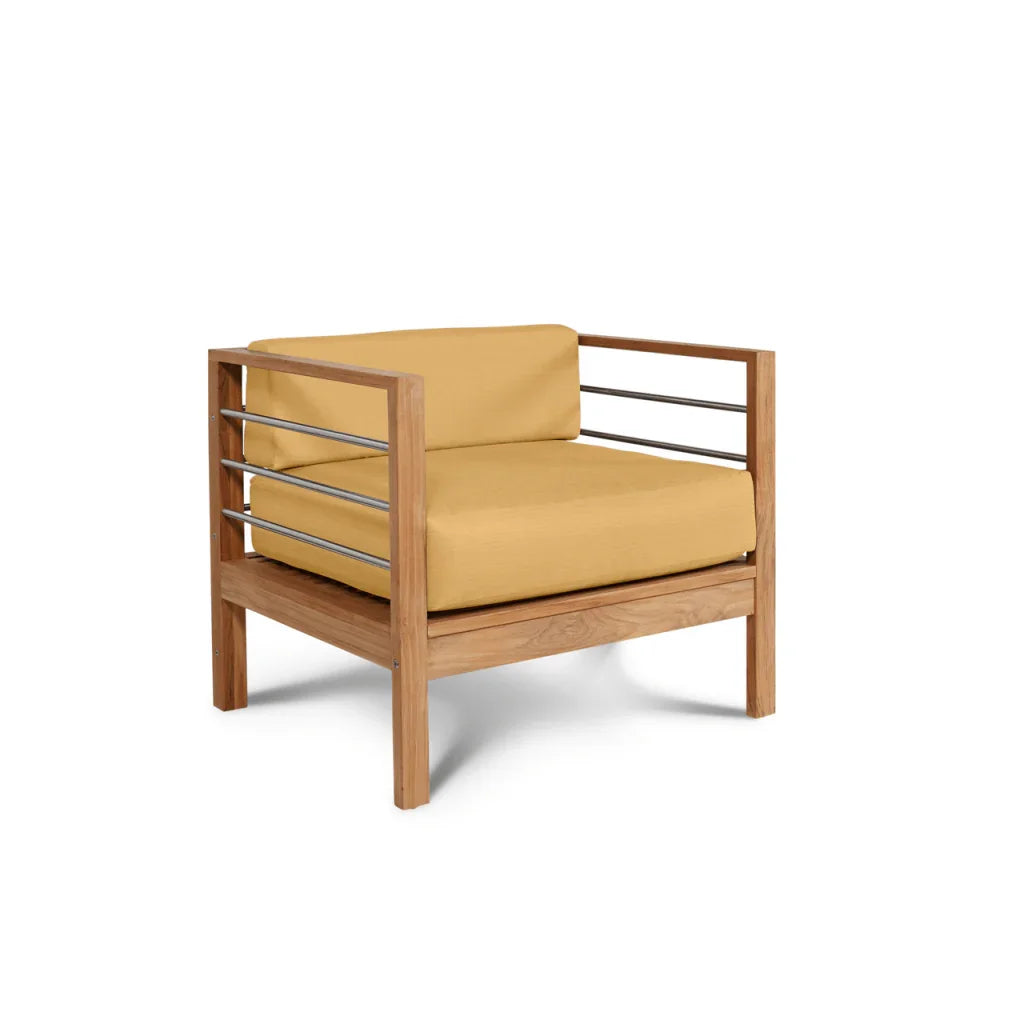 HiTeak SoHo Teak Patio Deep Sofa Set with Sunbrella 4PC