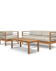 HiTeak SoHo Teak Patio Deep Sofa Set with Sunbrella 4PC