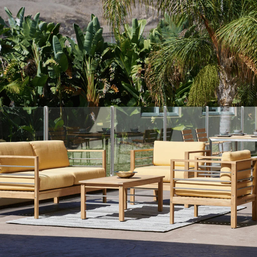 HiTeak SoHo Teak Patio Deep Sofa Set with Sunbrella 4PC