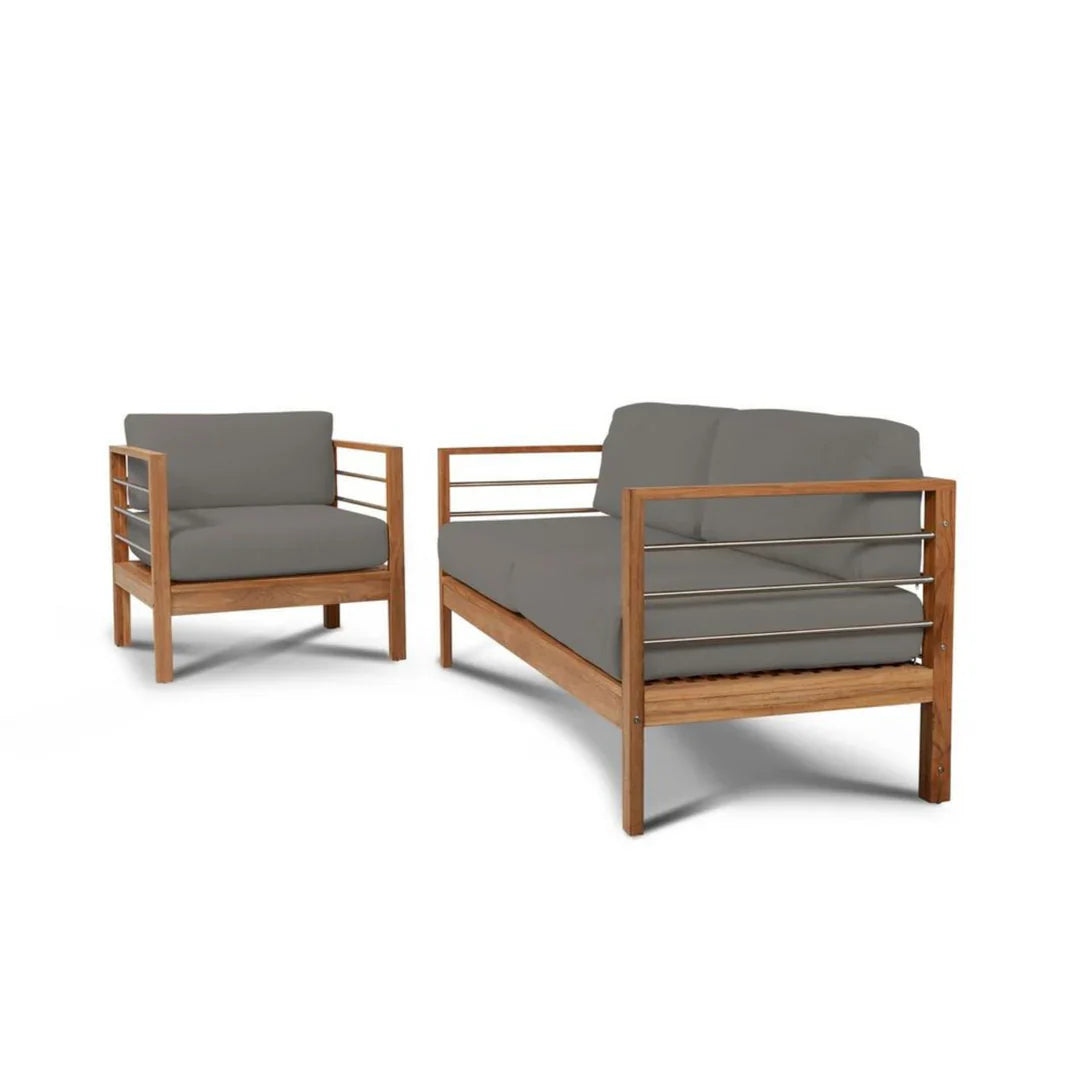 HiTeak SoHo Three Person Patio Sofa with Sunbrella Cushion