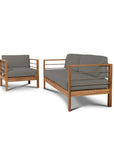 HiTeak SoHo Three Person Patio Sofa with Sunbrella Cushion