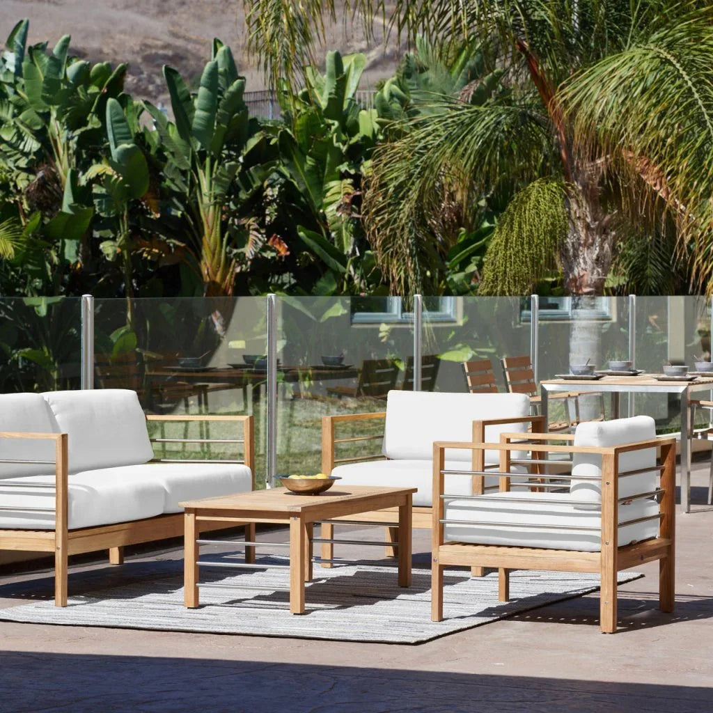 HiTeak SoHo Three Person Patio Sofa with Sunbrella Cushion