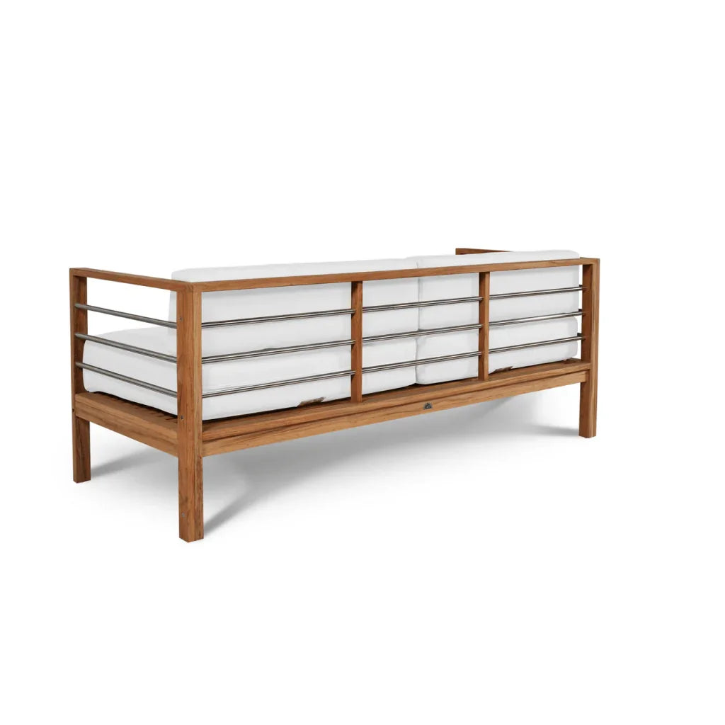 HiTeak SoHo Three Person Patio Sofa with Sunbrella Cushion