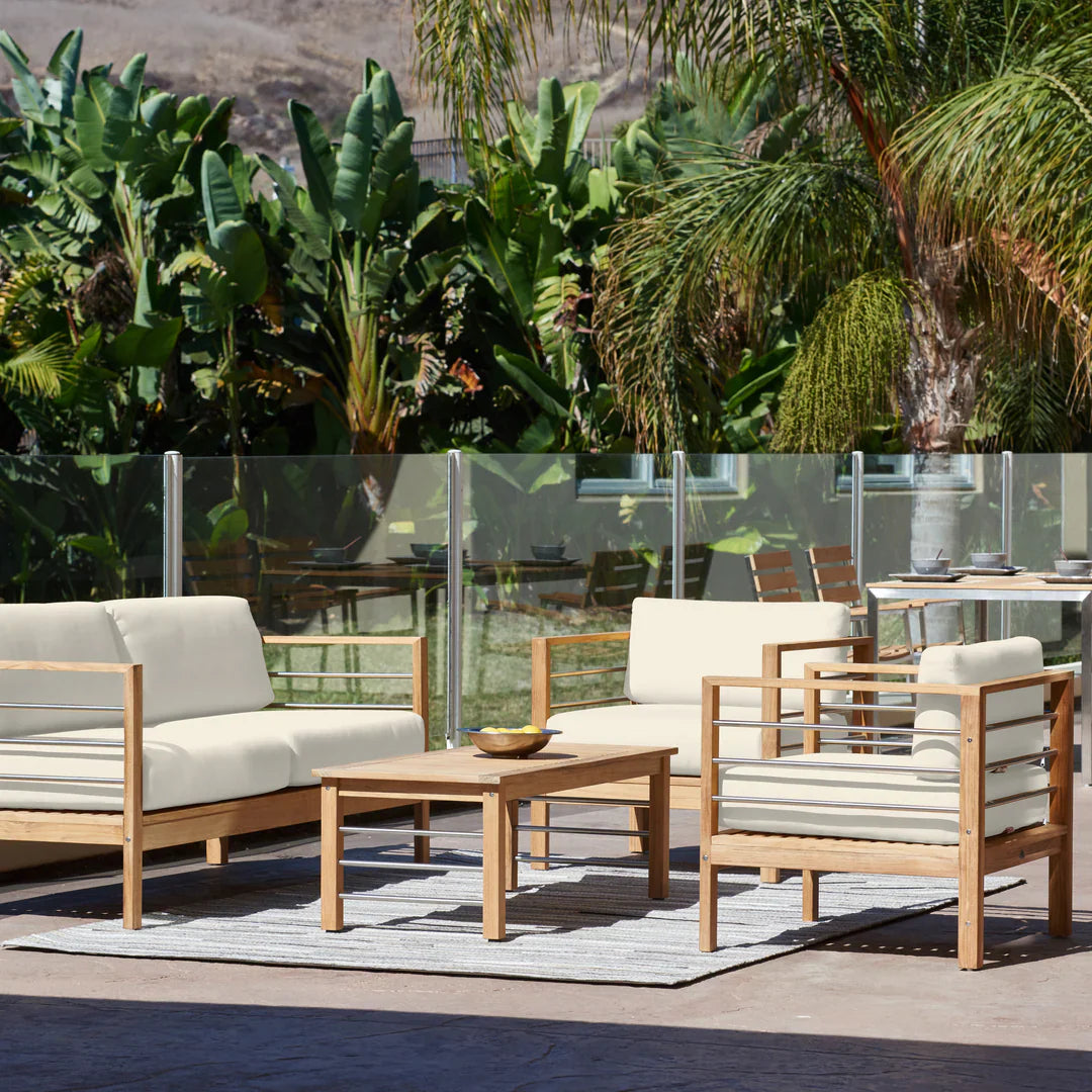HiTeak SoHo Three Person Patio Sofa with Sunbrella Cushion