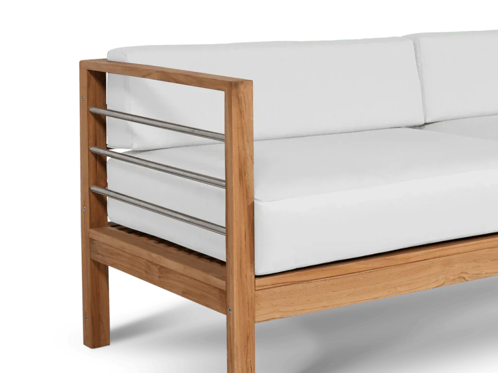 HiTeak SoHo Three Person Patio Sofa with Sunbrella Cushion
