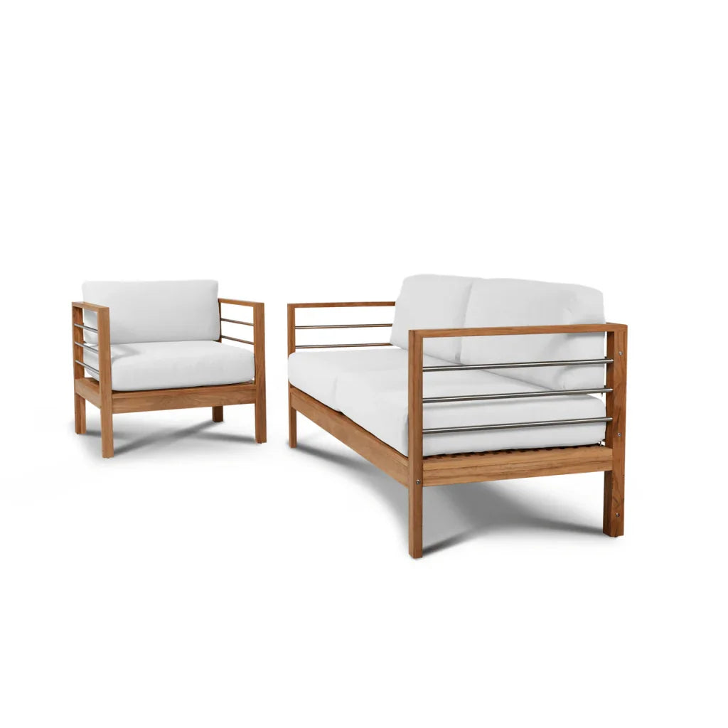 HiTeak SoHo Three Person Patio Sofa with Sunbrella Cushion