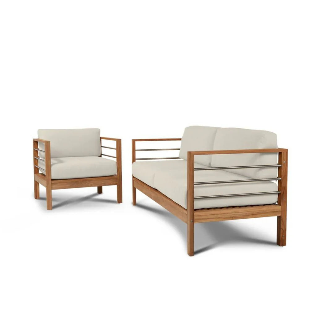 HiTeak SoHo Three Person Patio Sofa with Sunbrella Cushion