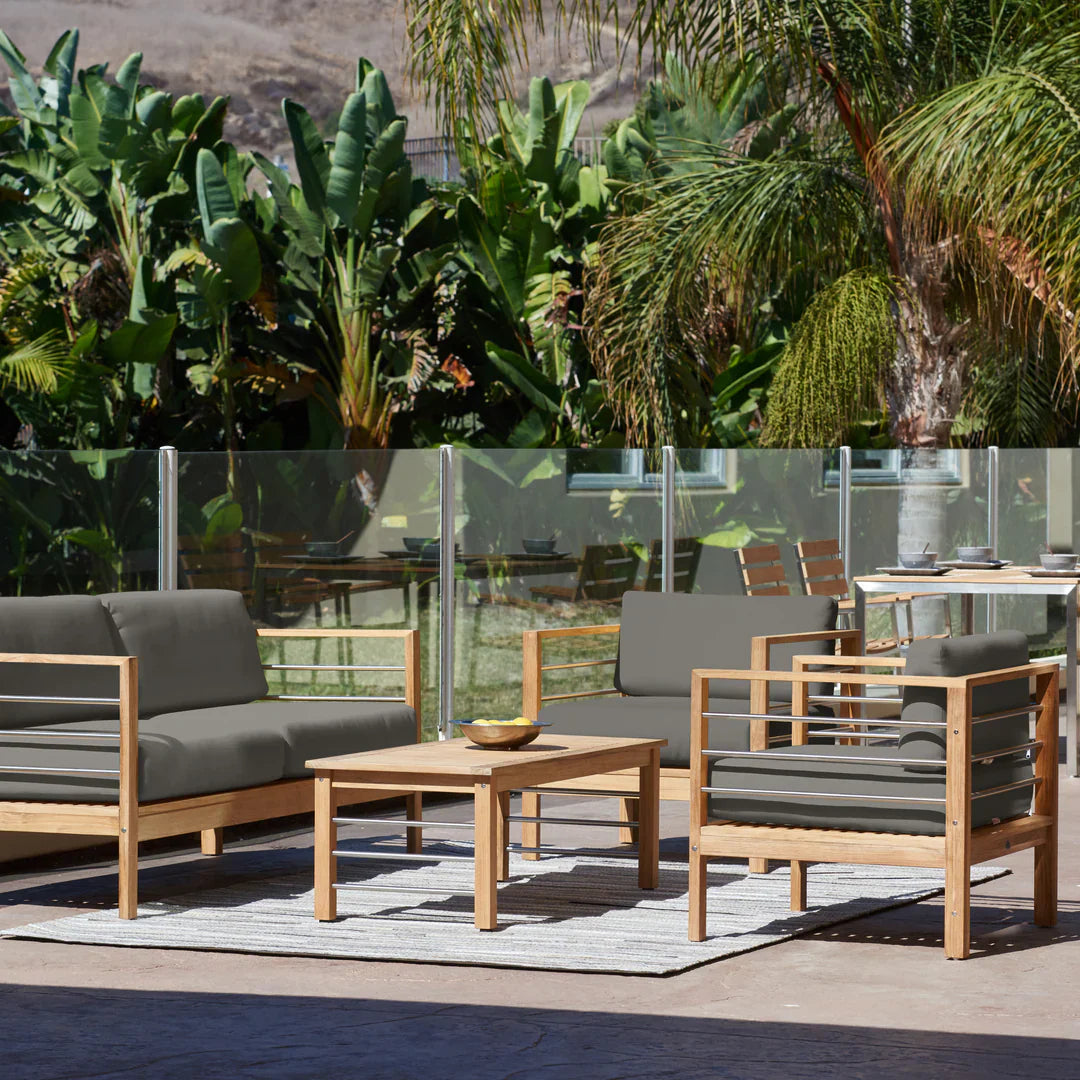 HiTeak SoHo Three Person Patio Sofa with Sunbrella Cushion