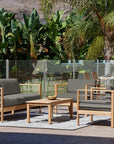 HiTeak SoHo Three Person Patio Sofa with Sunbrella Cushion