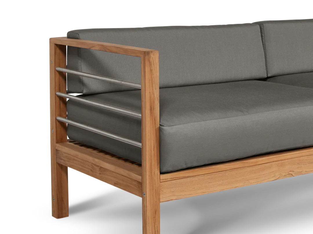 HiTeak SoHo Three Person Patio Sofa with Sunbrella Cushion