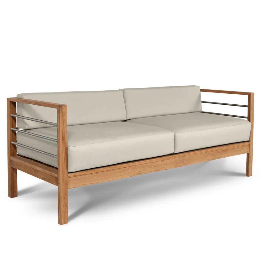 HiTeak SoHo Three Person Patio Sofa with Sunbrella Cushion
