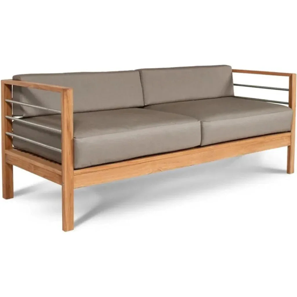 HiTeak SoHo Three Person Patio Sofa with Sunbrella Cushion