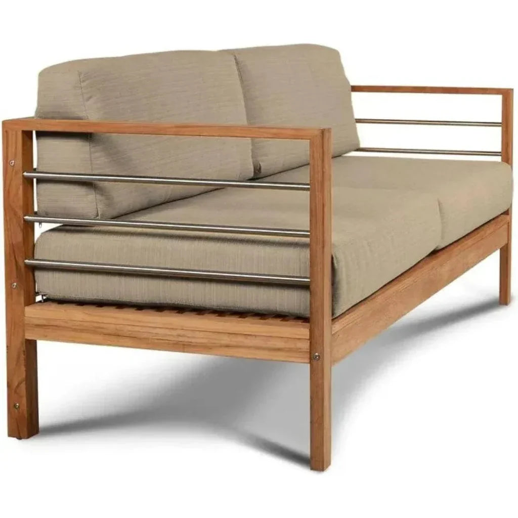 HiTeak SoHo Three Person Patio Sofa with Sunbrella Cushion