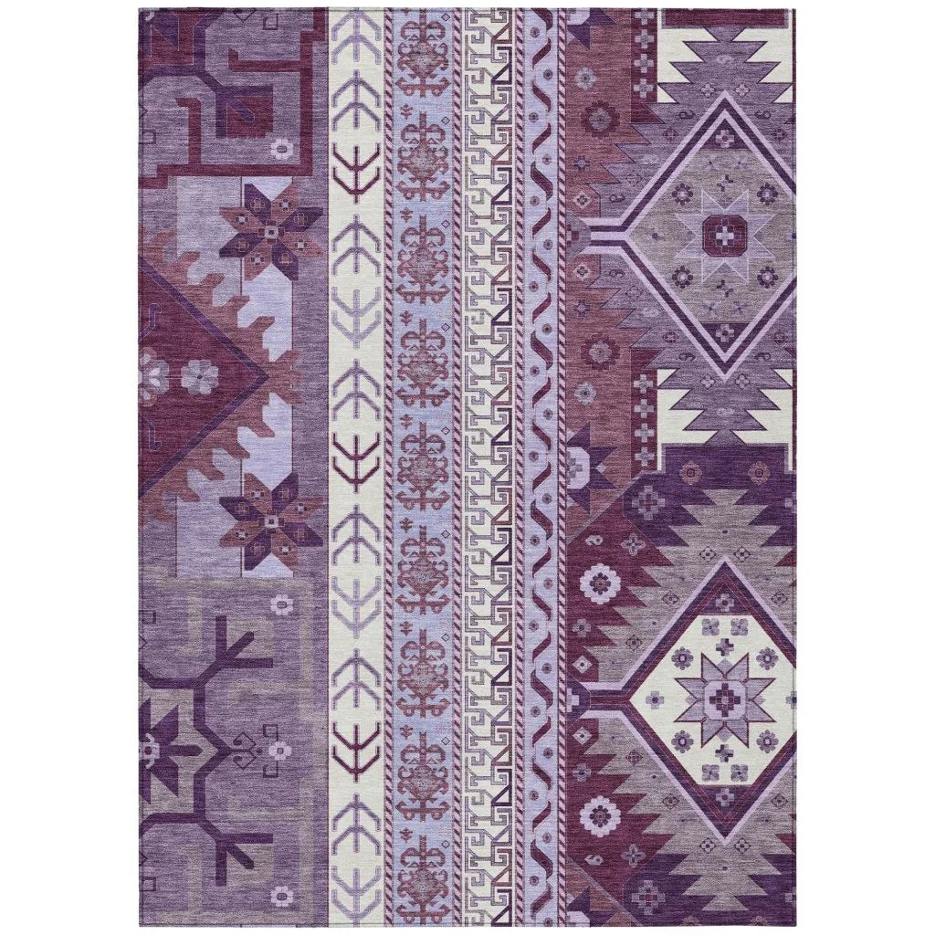 LOOMLAN Rugs Solara Purple Washable Indoor-Outdoor Rug