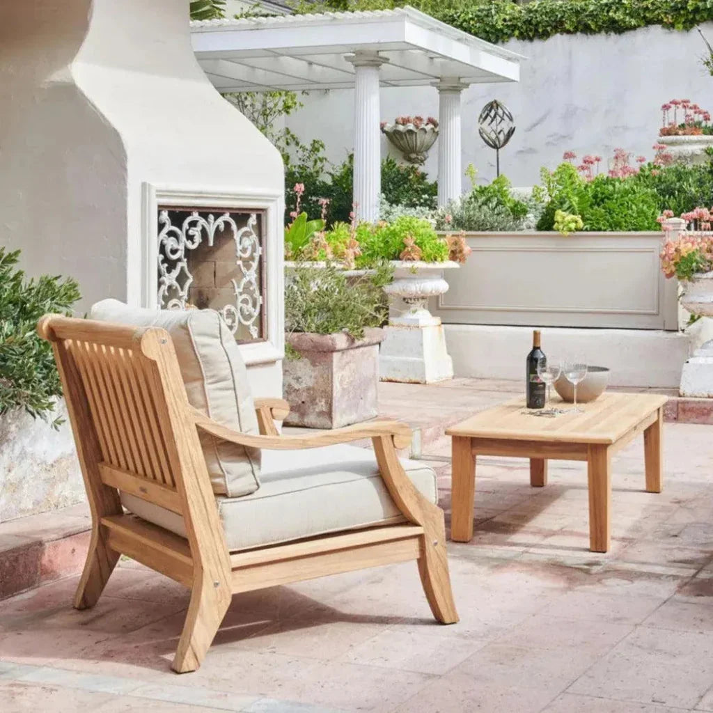 HiTeak Sonoma Teak Deep Outdoor Club Chair Sunbrella Cushion