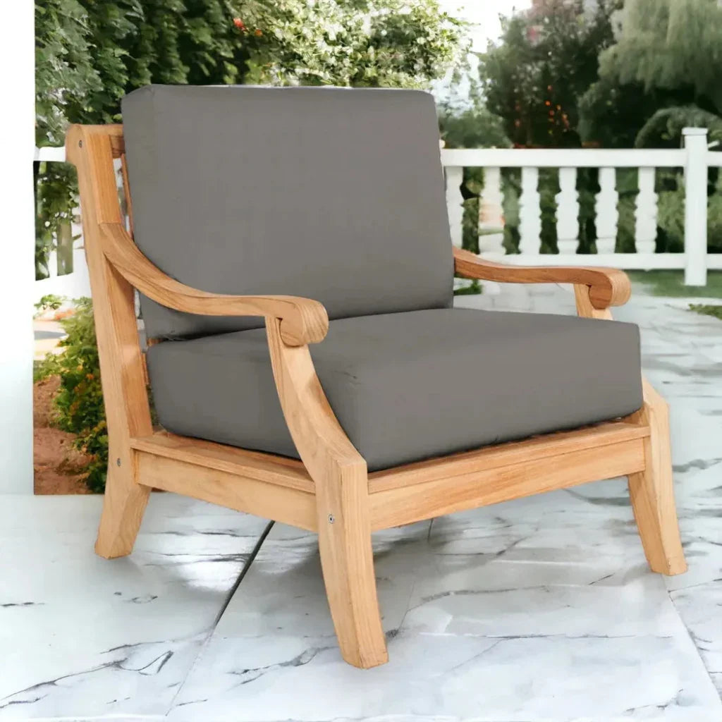 HiTeak Sonoma Teak Deep Outdoor Club Chair Sunbrella Cushion