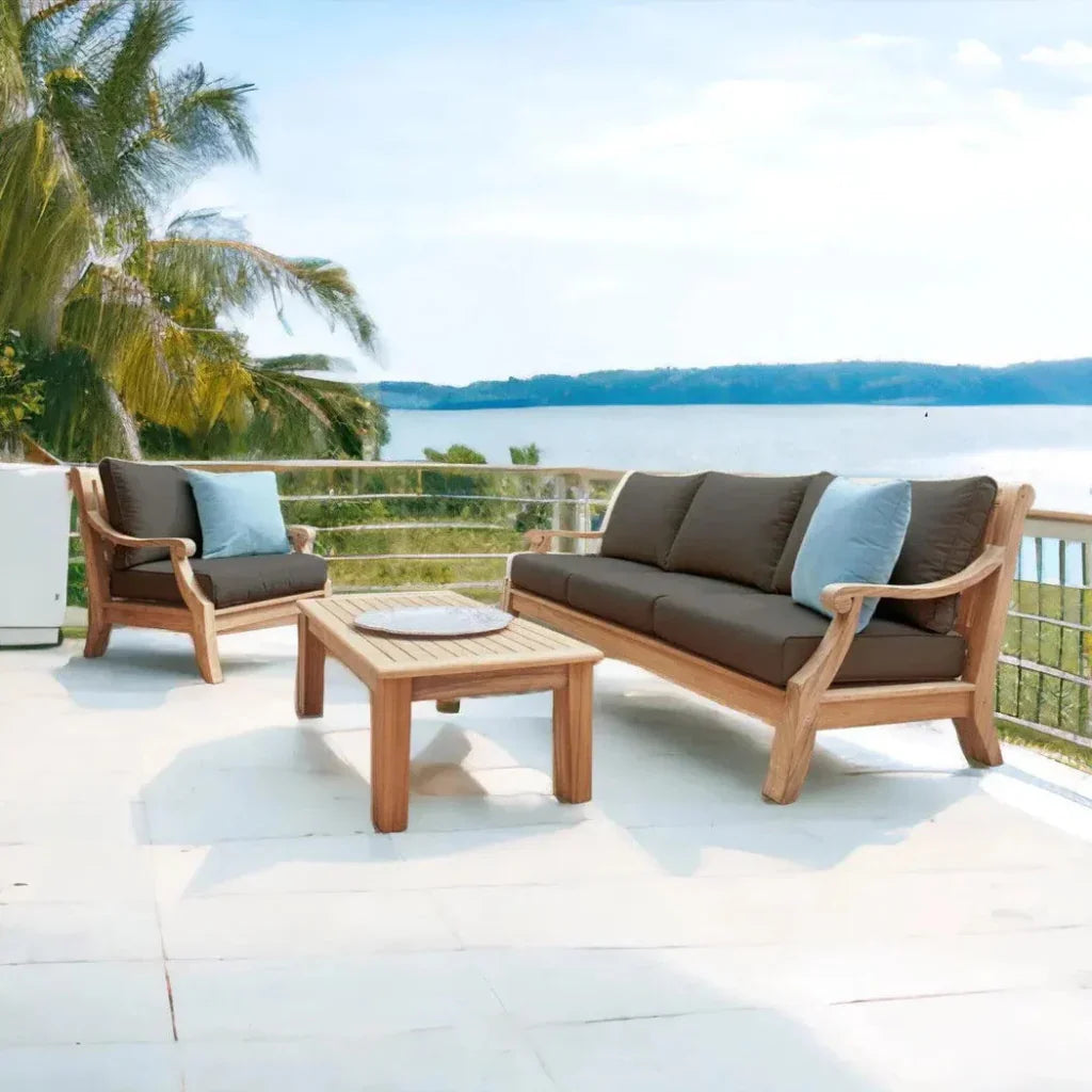 HiTeak Sonoma Teak Deep Outdoor Couch Sunbrella Cushions