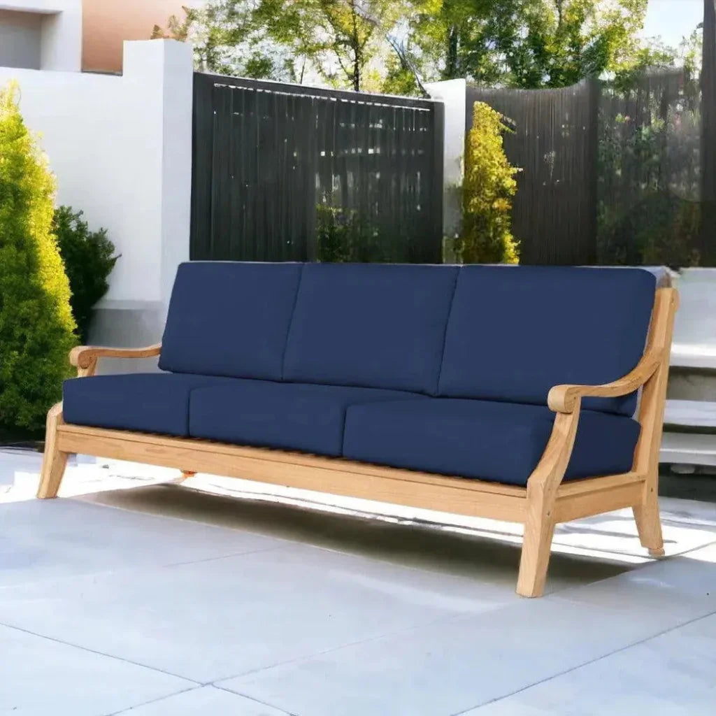 HiTeak Sonoma Teak Deep Outdoor Couch Sunbrella Cushions