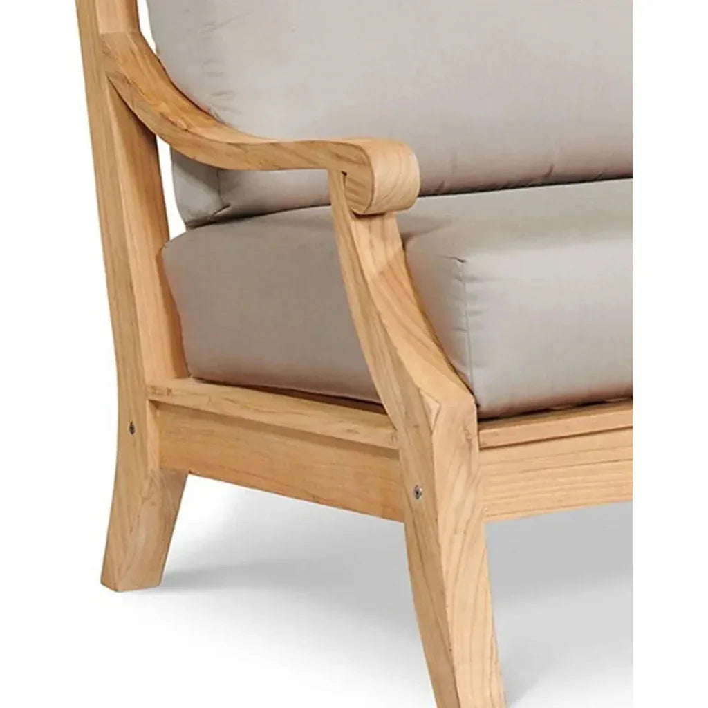 HiTeak Sonoma Teak Deep Outdoor Couch Sunbrella Cushions