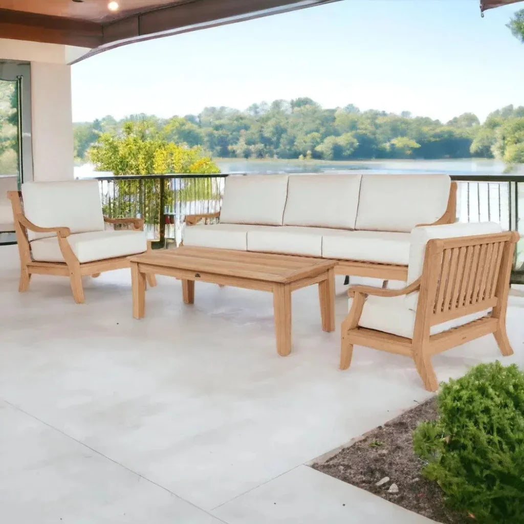 HiTeak Sonoma Teak Deep Outdoor Couch Sunbrella Cushions