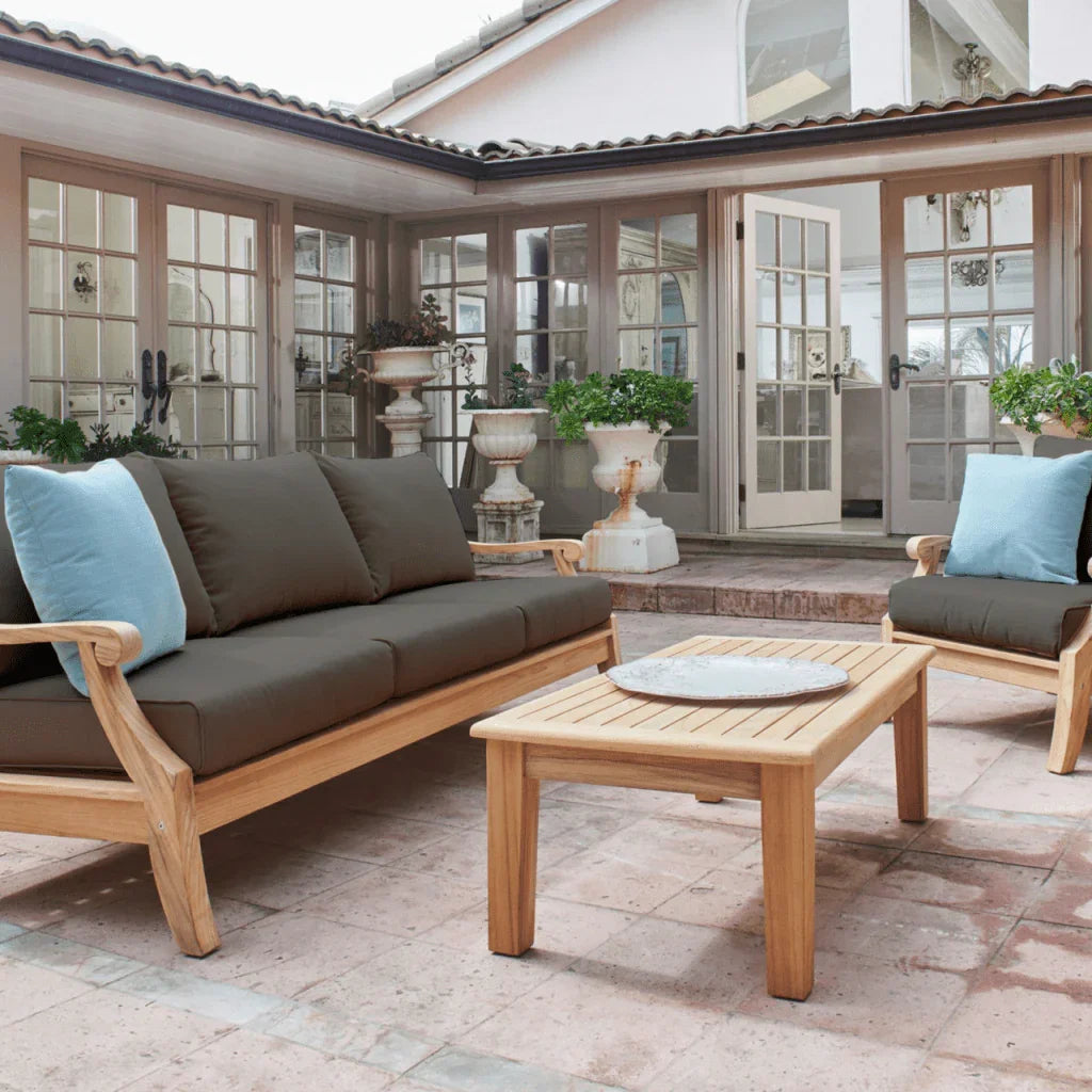 HiTeak Sonoma Teak Patio Deep Sofa Set with Sunbrella 4PC
