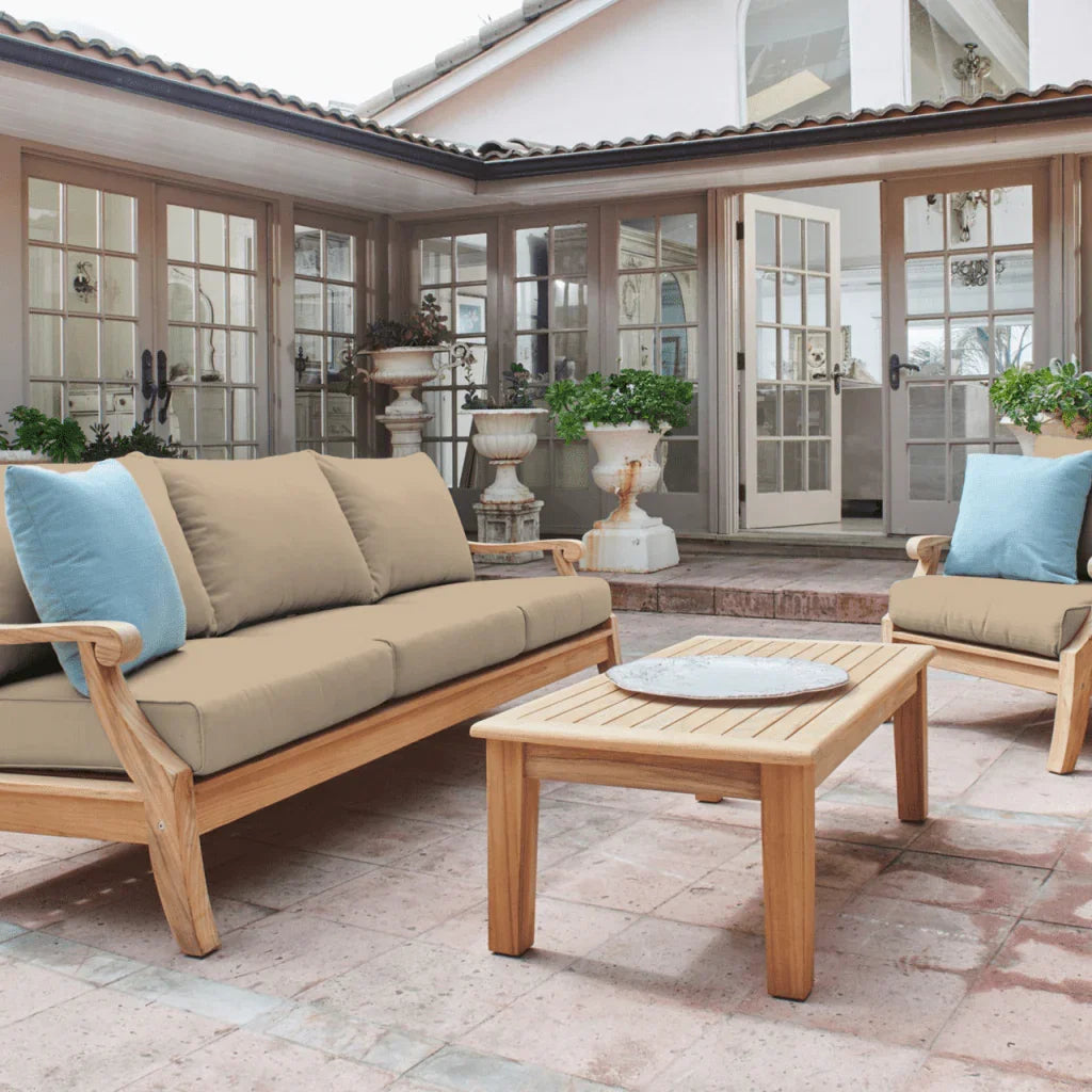 HiTeak Sonoma Teak Patio Deep Sofa Set with Sunbrella 4PC