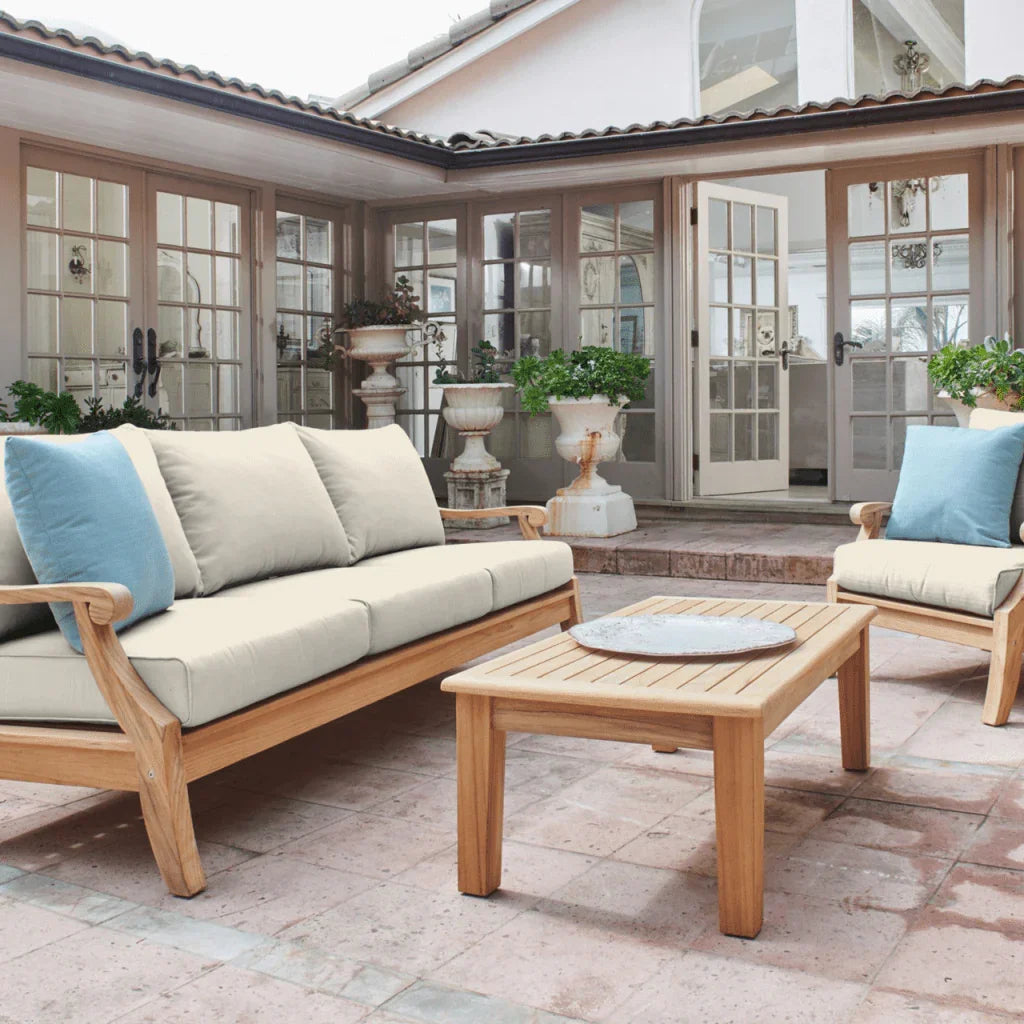 HiTeak Sonoma Teak Patio Deep Sofa Set with Sunbrella 4PC