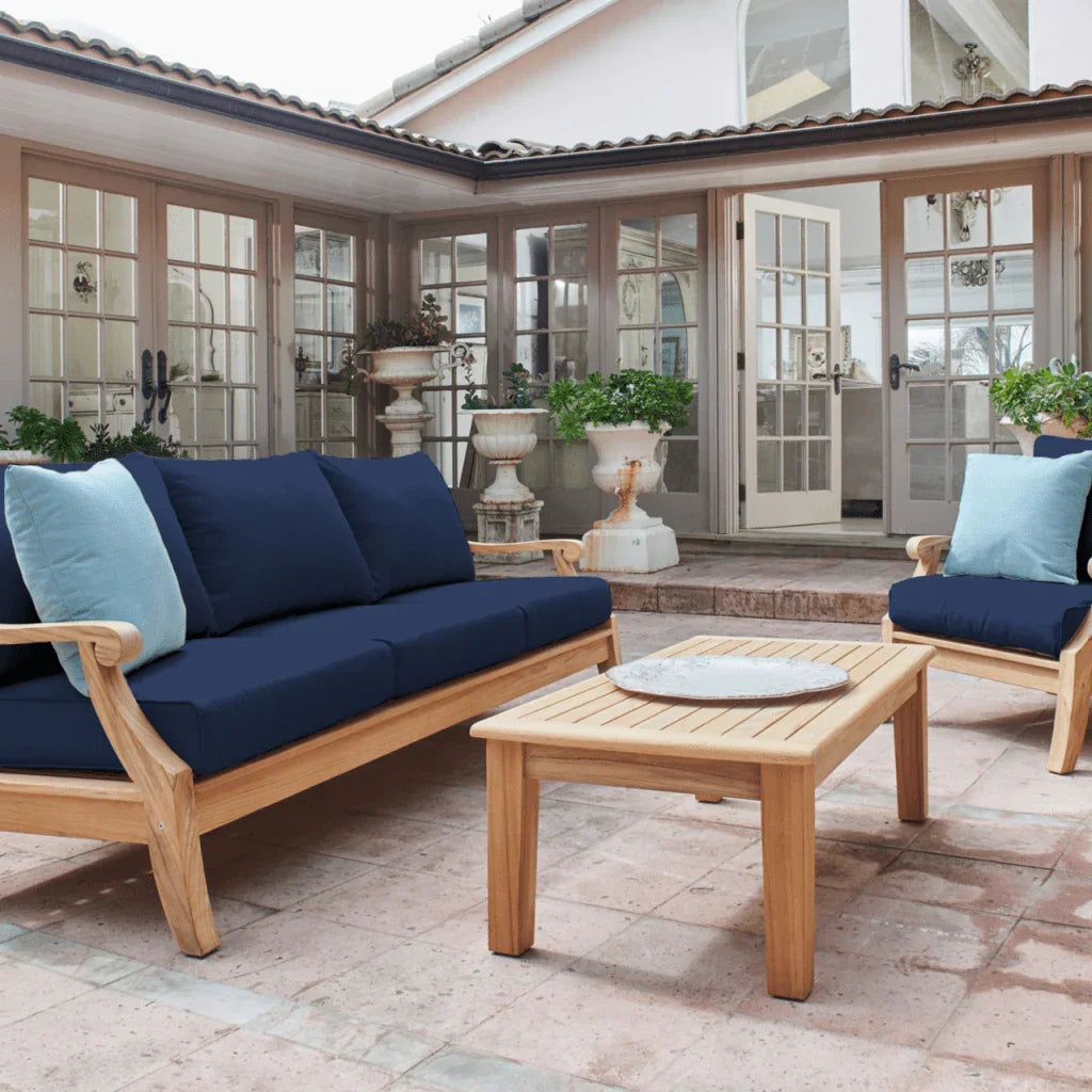HiTeak Sonoma Teak Patio Deep Sofa Set with Sunbrella 4PC