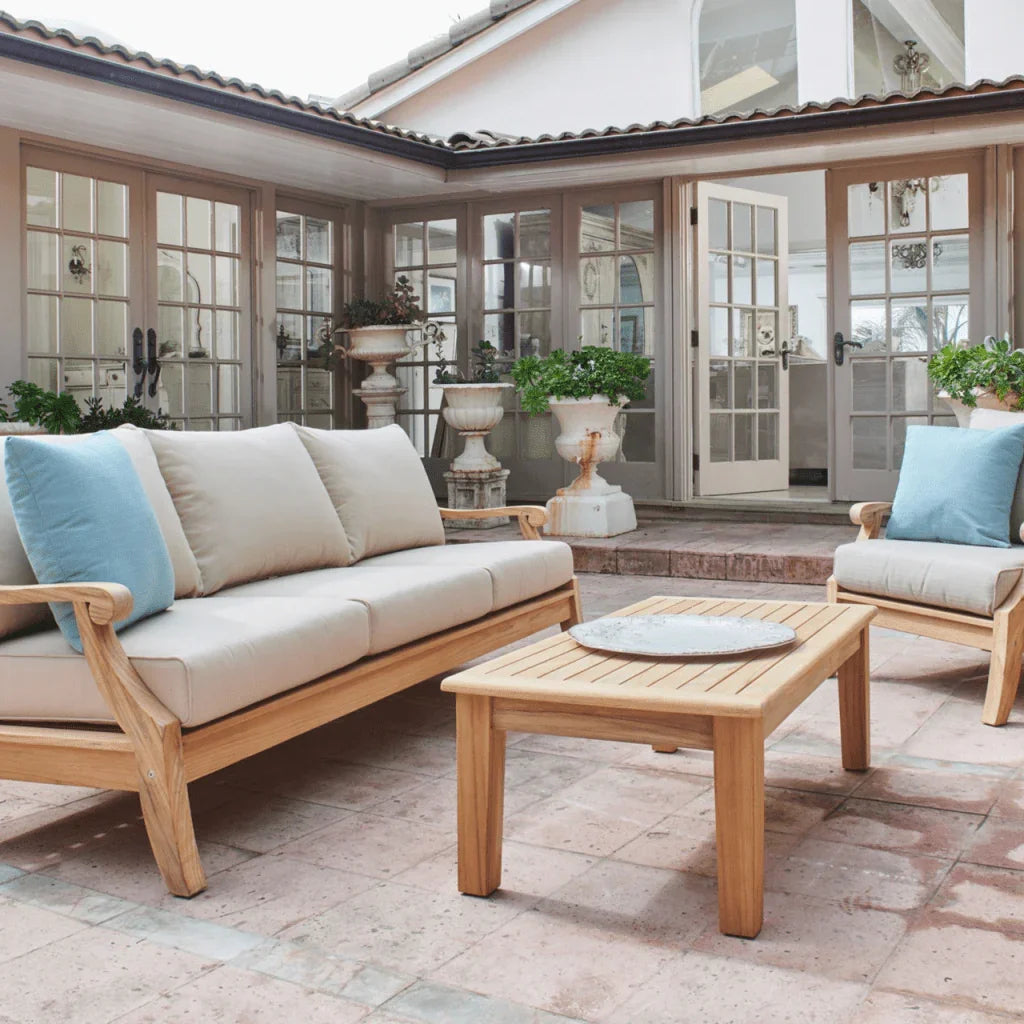 HiTeak Sonoma Teak Patio Deep Sofa Set with Sunbrella 4PC