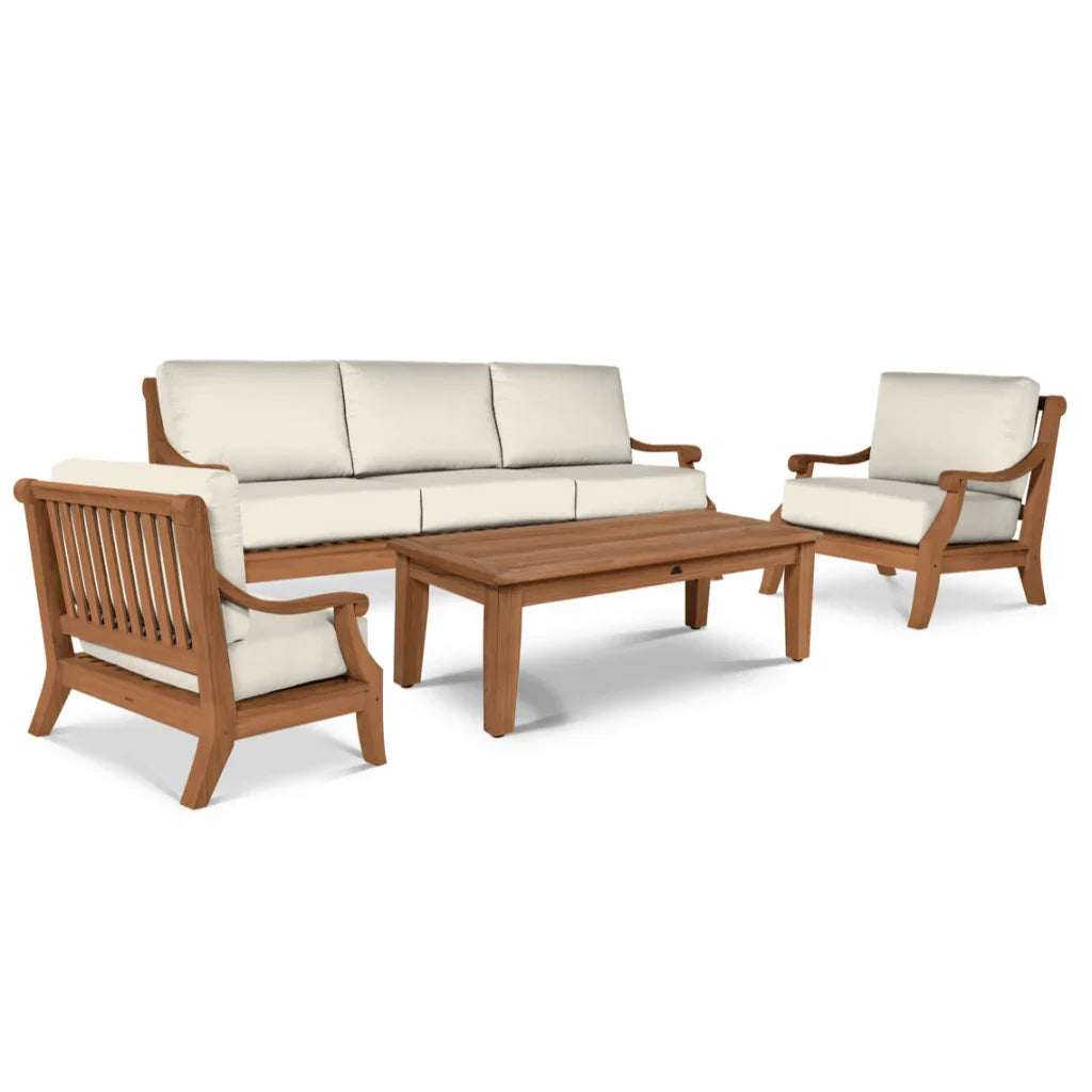 HiTeak Sonoma Teak Patio Deep Sofa Set with Sunbrella 4PC