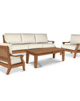 HiTeak Sonoma Teak Patio Deep Sofa Set with Sunbrella 4PC
