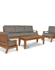 HiTeak Sonoma Teak Patio Deep Sofa Set with Sunbrella 4PC