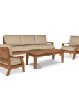 HiTeak Sonoma Teak Patio Deep Sofa Set with Sunbrella 4PC