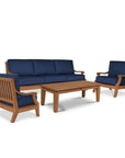 HiTeak Sonoma Teak Patio Deep Sofa Set with Sunbrella 4PC