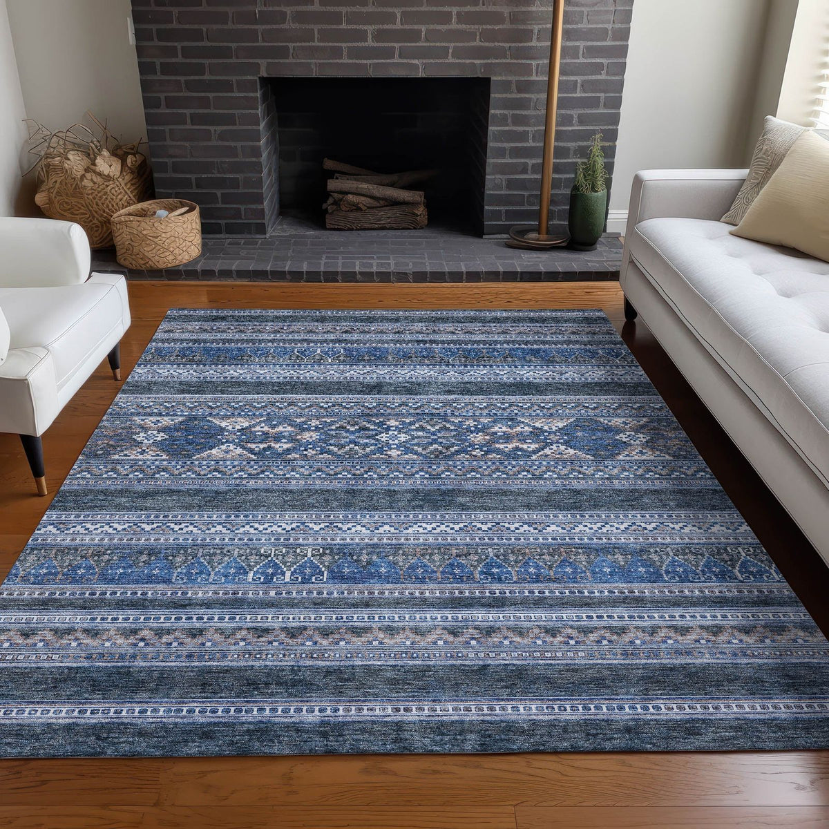 Addison Rugs Southwest Blue Washable Indoor-Outdoor Rug