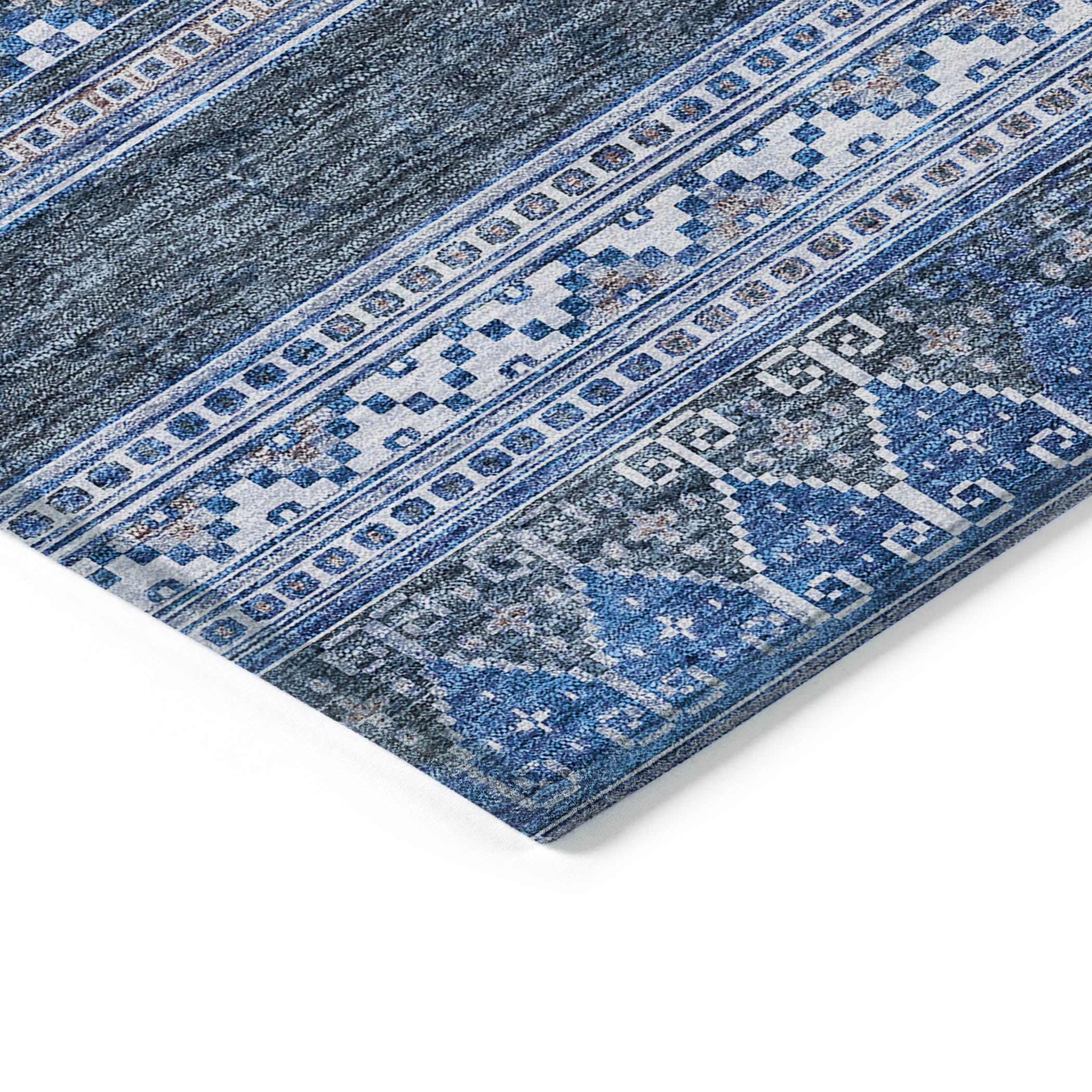 Southwest Blue Washable Indoor-Outdoor Rug
