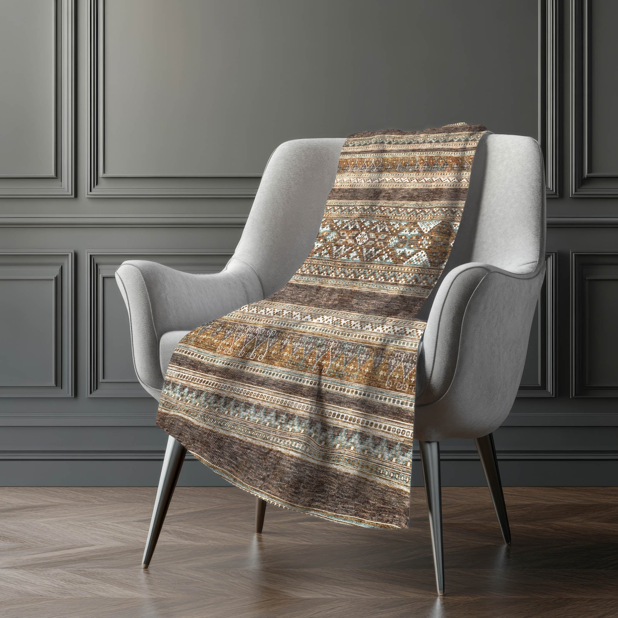 Southwest Brown Washable Indoor-Outdoor Rug