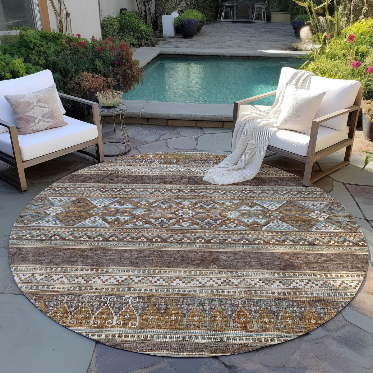 Addison Rugs Southwest Brown Washable Indoor-Outdoor Rug