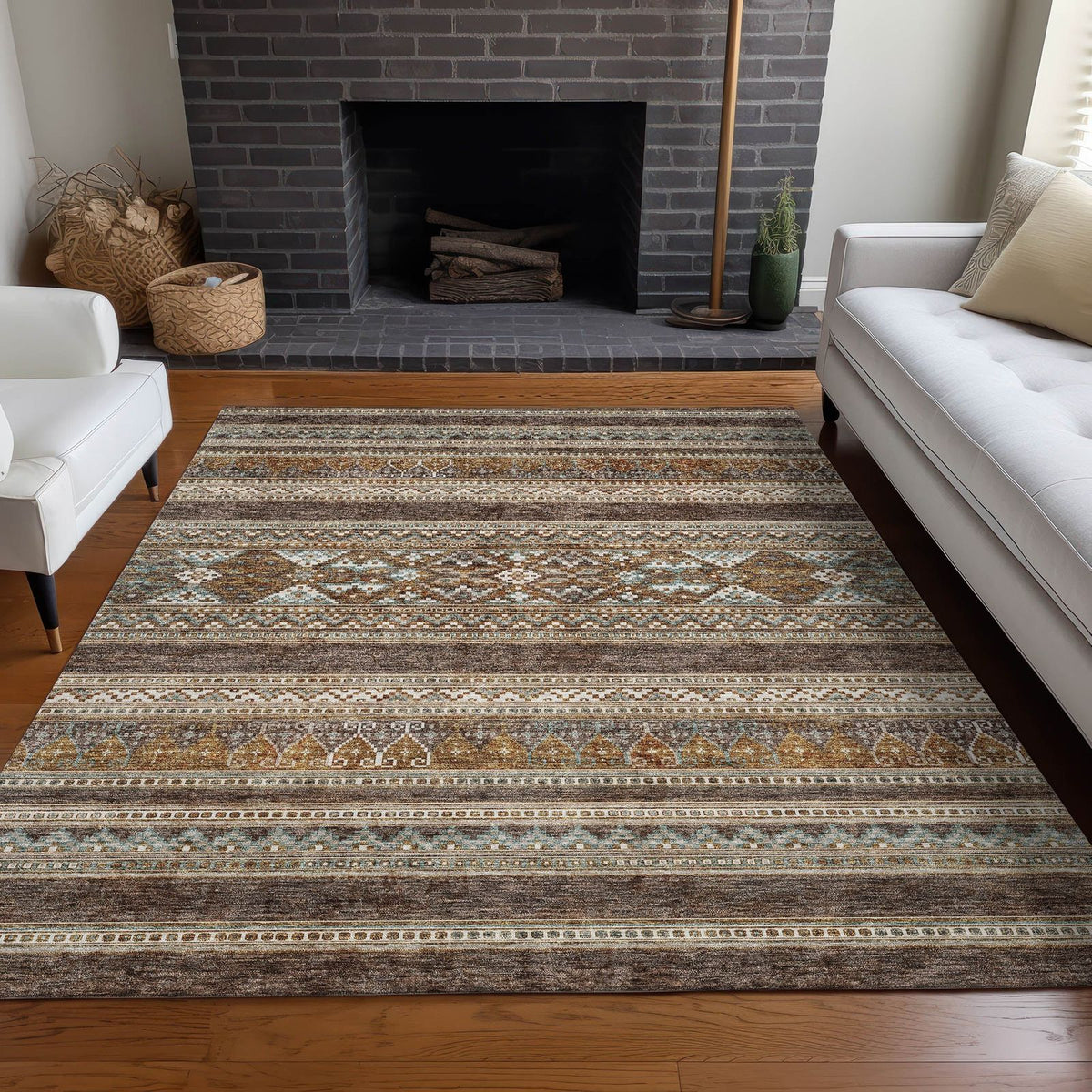 Addison Rugs Southwest Brown Washable Indoor-Outdoor Rug