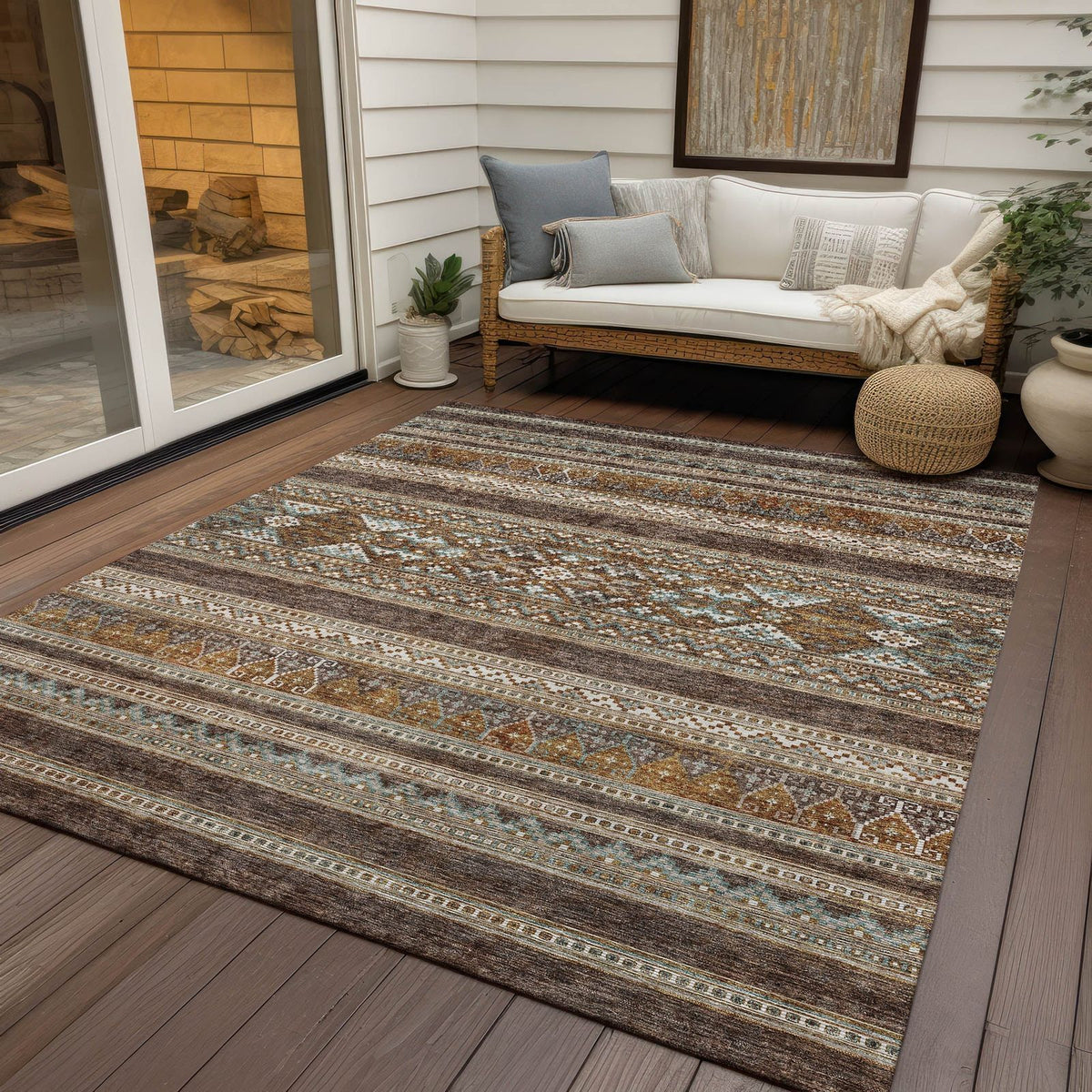 Addison Rugs Southwest Brown Washable Indoor-Outdoor Rug