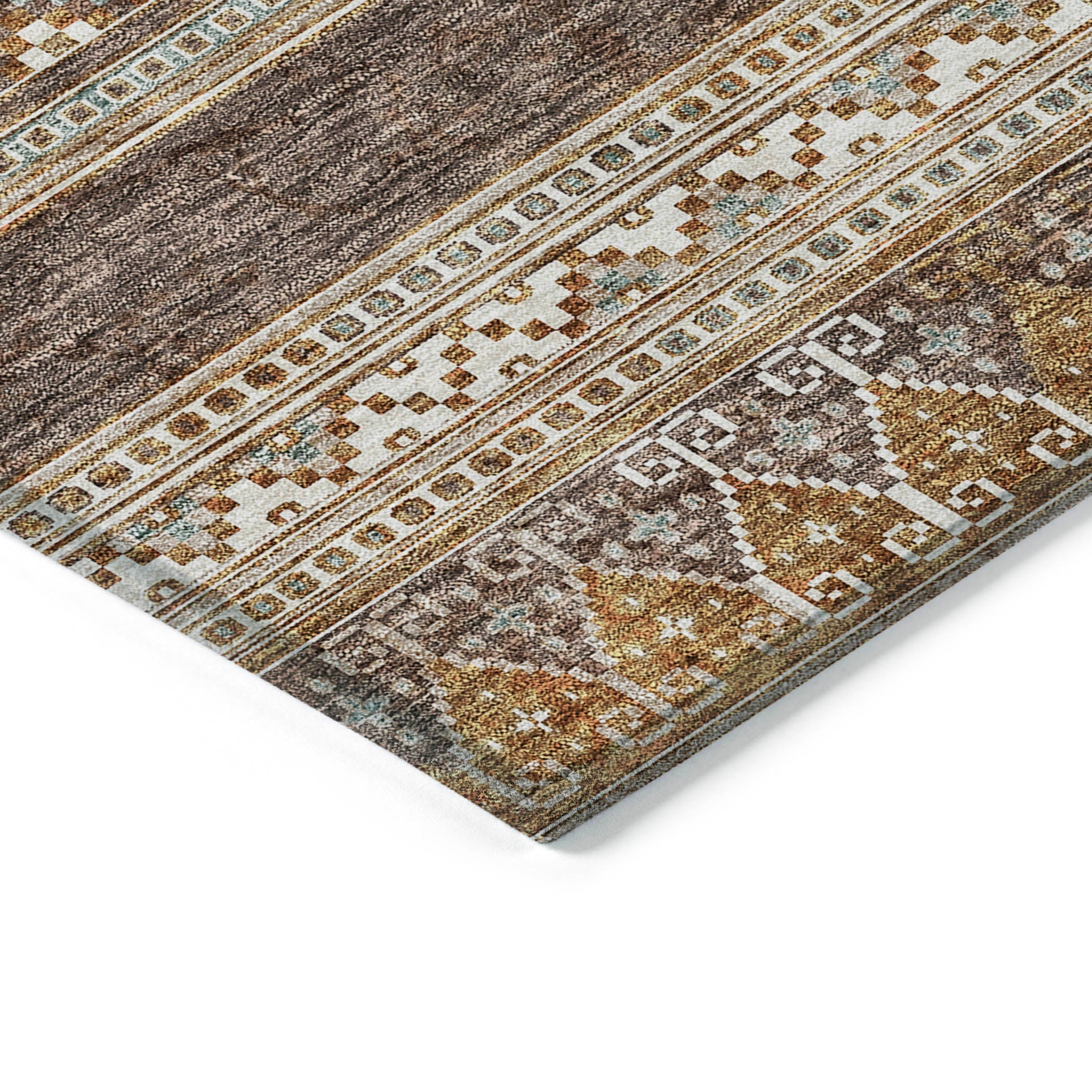 Southwest Brown Washable Indoor-Outdoor Rug