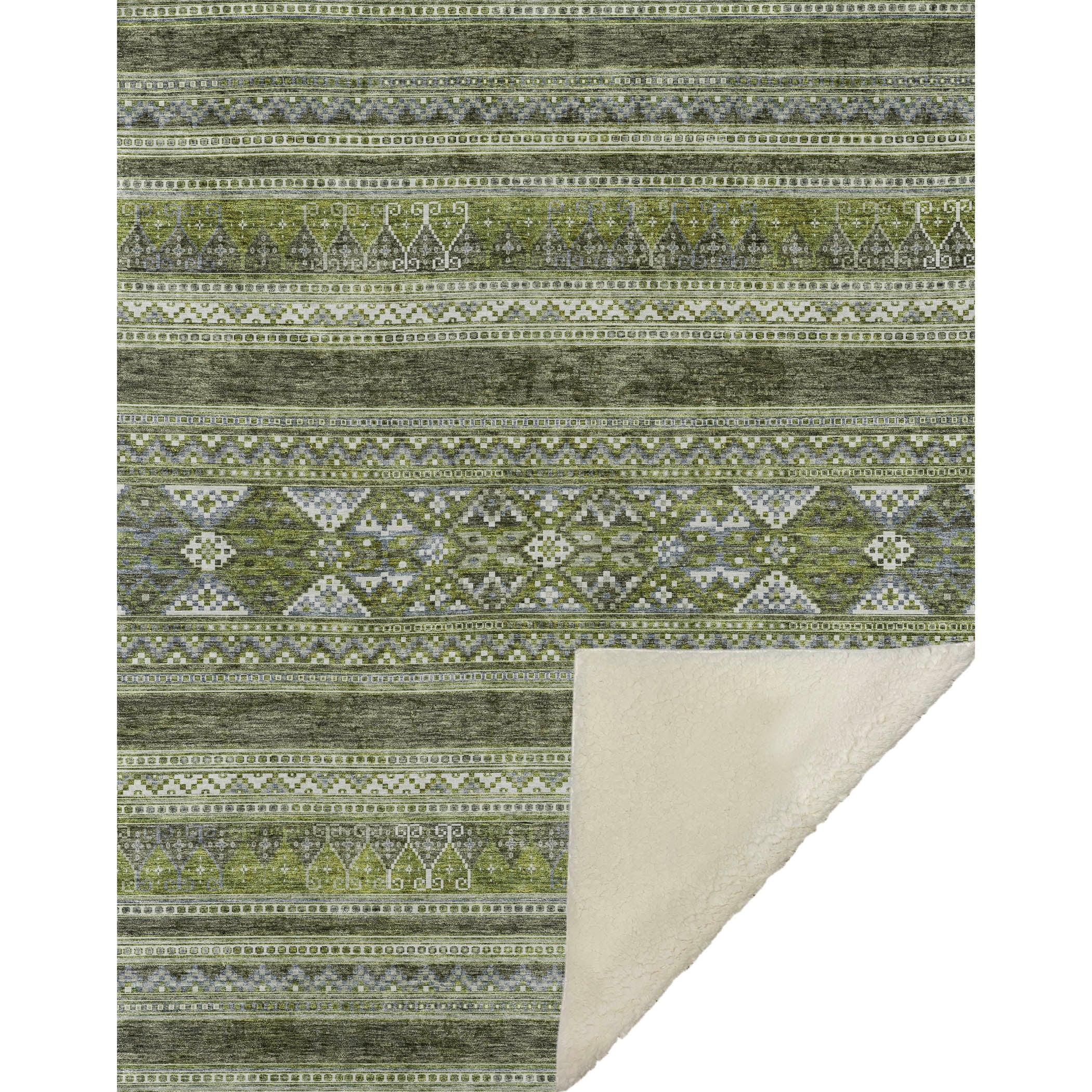 Southwest Green Washable Indoor-Outdoor Rug