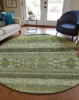 Southwest Green Washable Indoor-Outdoor Rug